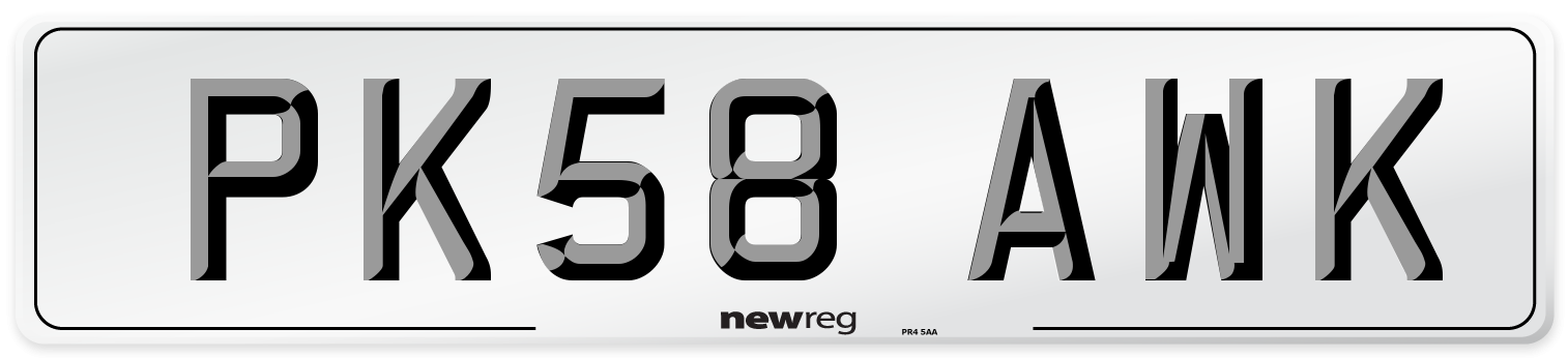 PK58 AWK Number Plate from New Reg